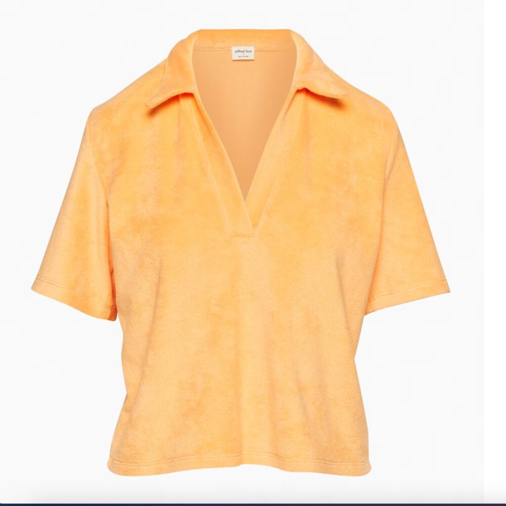 Aritzia Wilfred Free Terry Polo T-Shirt Size Small Euc